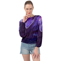 Deep Space Stars Blue Purple Banded Bottom Chiffon Top