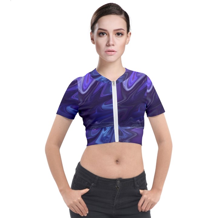 Deep Space Stars Blue Purple Short Sleeve Cropped Jacket