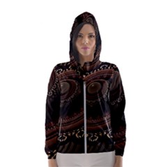 Fractal Stripes Abstract Pattern Women s Hooded Windbreaker by Pakrebo