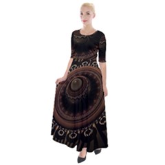 Fractal Stripes Abstract Pattern Half Sleeves Maxi Dress