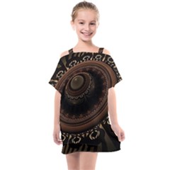 Fractal Stripes Abstract Pattern Kids  One Piece Chiffon Dress