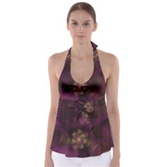 Fractal Pink Lavender Flower Bloom Babydoll Tankini Top by Pakrebo