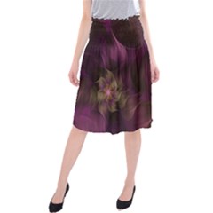 Fractal Pink Lavender Flower Bloom Midi Beach Skirt by Pakrebo