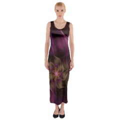 Fractal Pink Lavender Flower Bloom Fitted Maxi Dress by Pakrebo