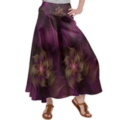 Fractal Pink Lavender Flower Bloom Satin Palazzo Pants by Pakrebo