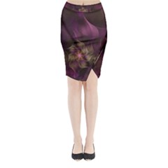 Fractal Pink Lavender Flower Bloom Midi Wrap Pencil Skirt by Pakrebo