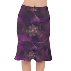 Fractal Pink Lavender Flower Bloom Short Mermaid Skirt by Pakrebo