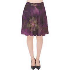 Fractal Pink Lavender Flower Bloom Velvet High Waist Skirt by Pakrebo