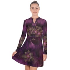 Fractal Pink Lavender Flower Bloom Long Sleeve Panel Dress by Pakrebo