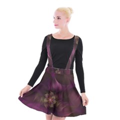 Fractal Pink Lavender Flower Bloom Suspender Skater Skirt by Pakrebo