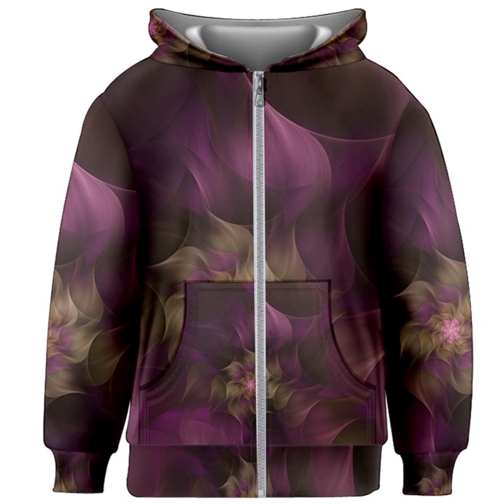 Fractal Pink Lavender Flower Bloom Kids  Zipper Hoodie Without Drawstring