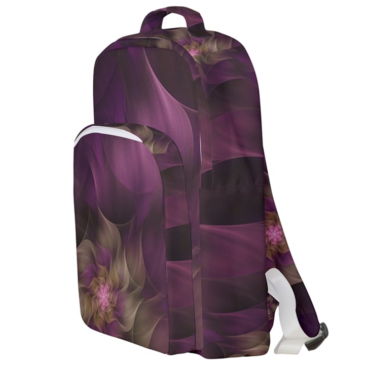 Fractal Pink Lavender Flower Bloom Double Compartment Backpack