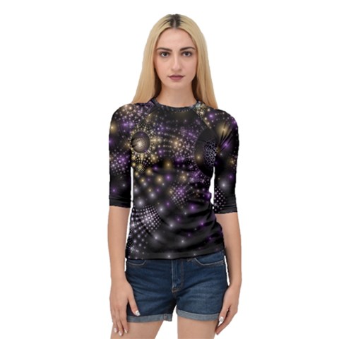 Fractal Spheres Glitter Design Quarter Sleeve Raglan Tee by Pakrebo