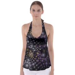 Fractal Spheres Glitter Design Babydoll Tankini Top by Pakrebo