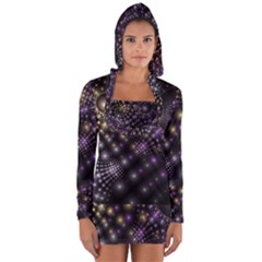 Fractal Spheres Glitter Design Long Sleeve Hooded T-shirt by Pakrebo