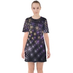 Fractal Spheres Glitter Design Sixties Short Sleeve Mini Dress