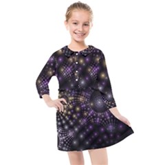 Fractal Spheres Glitter Design Kids  Quarter Sleeve Shirt Dress by Pakrebo