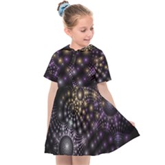 Fractal Spheres Glitter Design Kids  Sailor Dress by Pakrebo