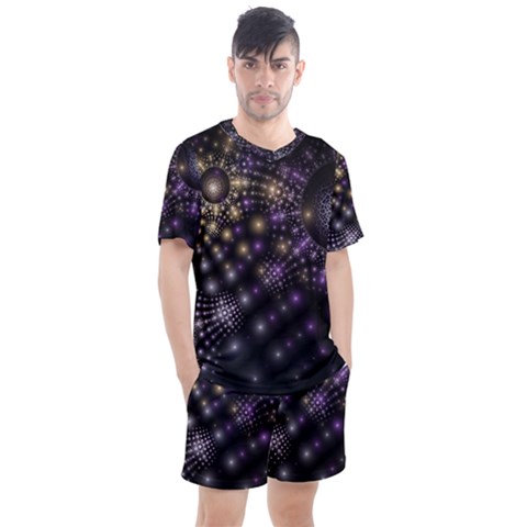 Fractal Spheres Glitter Design Men s Mesh Tee And Shorts Set by Pakrebo