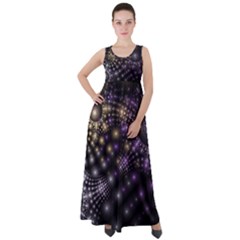 Fractal Spheres Glitter Design Empire Waist Velour Maxi Dress by Pakrebo