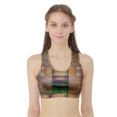 Fractal Design Pattern Decorative Sports Bra With Border by Pakrebo