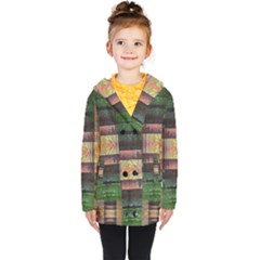 Fractal Design Pattern Decorative Kids  Double Breasted Button Coat by Pakrebo