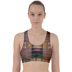 Fractal Design Pattern Decorative Back Weave Sports Bra by Pakrebo