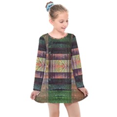 Fractal Design Pattern Decorative Kids  Long Sleeve Dress by Pakrebo