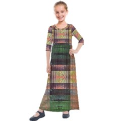 Fractal Design Pattern Decorative Kids  Quarter Sleeve Maxi Dress by Pakrebo