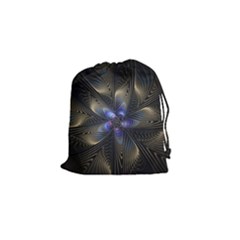 Fractal Blue Abstract Fractal Art Drawstring Pouch (small) by Pakrebo