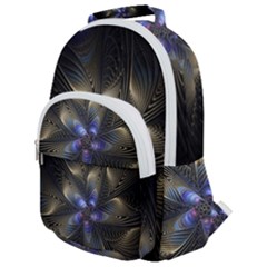 Fractal Blue Abstract Fractal Art Rounded Multi Pocket Backpack