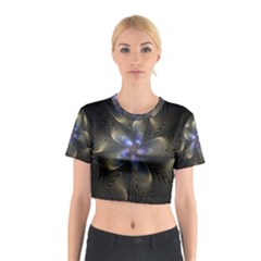 Fractal Blue Abstract Fractal Art Cotton Crop Top