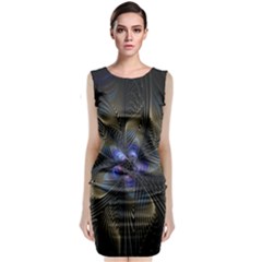 Fractal Blue Abstract Fractal Art Classic Sleeveless Midi Dress by Pakrebo