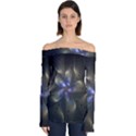 Fractal Blue Abstract Fractal Art Off Shoulder Long Sleeve Top View1