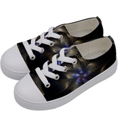 Fractal Blue Abstract Fractal Art Kids  Low Top Canvas Sneakers by Pakrebo