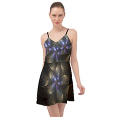 Fractal Blue Abstract Fractal Art Summer Time Chiffon Dress