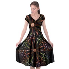 Fractal Colorful Pattern Texture Cap Sleeve Wrap Front Dress by Pakrebo