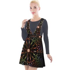 Fractal Colorful Pattern Texture Plunge Pinafore Velour Dress by Pakrebo