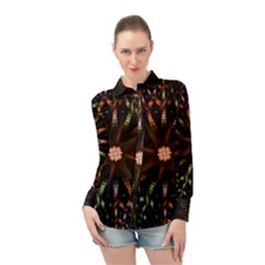 Fractal Colorful Pattern Texture Long Sleeve Chiffon Shirt