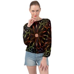 Fractal Colorful Pattern Texture Banded Bottom Chiffon Top