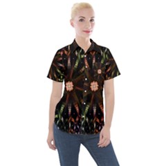 Fractal Colorful Pattern Texture Women s Short Sleeve Pocket Shirt