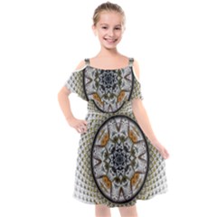 Medallion Fractal Digital Art Kids  Cut Out Shoulders Chiffon Dress by Pakrebo