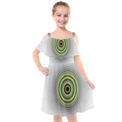 Fractal Mandala White Background Kids  Cut Out Shoulders Chiffon Dress