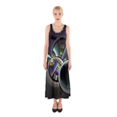 Fractal Fractal Art Multi Color Sleeveless Maxi Dress by Pakrebo