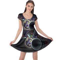 Fractal Fractal Art Multi Color Cap Sleeve Dress by Pakrebo