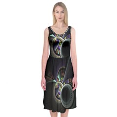 Fractal Fractal Art Multi Color Midi Sleeveless Dress by Pakrebo