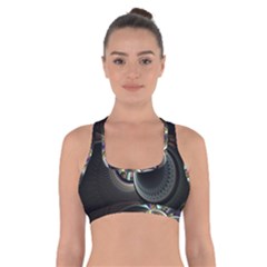 Fractal Fractal Art Multi Color Cross Back Sports Bra by Pakrebo