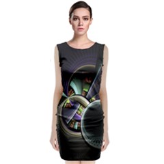 Fractal Fractal Art Multi Color Sleeveless Velvet Midi Dress by Pakrebo