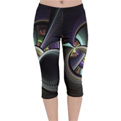 Fractal Fractal Art Multi Color Velvet Capri Leggings 