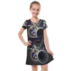 Fractal Fractal Art Multi Color Kids  Cross Web Dress by Pakrebo